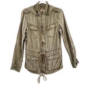 Max Jeans Olive Green Lightweight Adjustable Utility Hooded Jacket Women's Sz S
